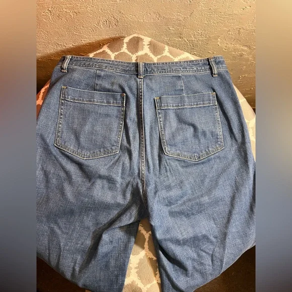 GAP High Rise Wide Leg Crop Blue Denim Jeans - Picture 8 of 10